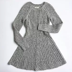 Hollister Y2K Babydoll Knit Dress Gray Sweater Bella Stretch Flare 2000s Vtg XS - Picture 1 of 11