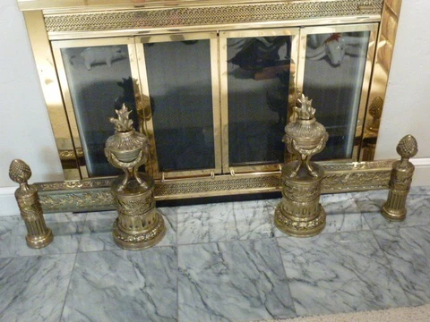 CONTINENTAL 19TH CENTURY GILT METAL ANDIRONS  SOUTHERN PACIFIC FAMILY ESTATE Cover
