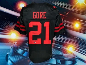 FRANK GORE AUTOGRAPHED CUSTOM SAN FRANCISCO 49ERS BLACK JERSEY COA BAS - Picture 1 of 2
