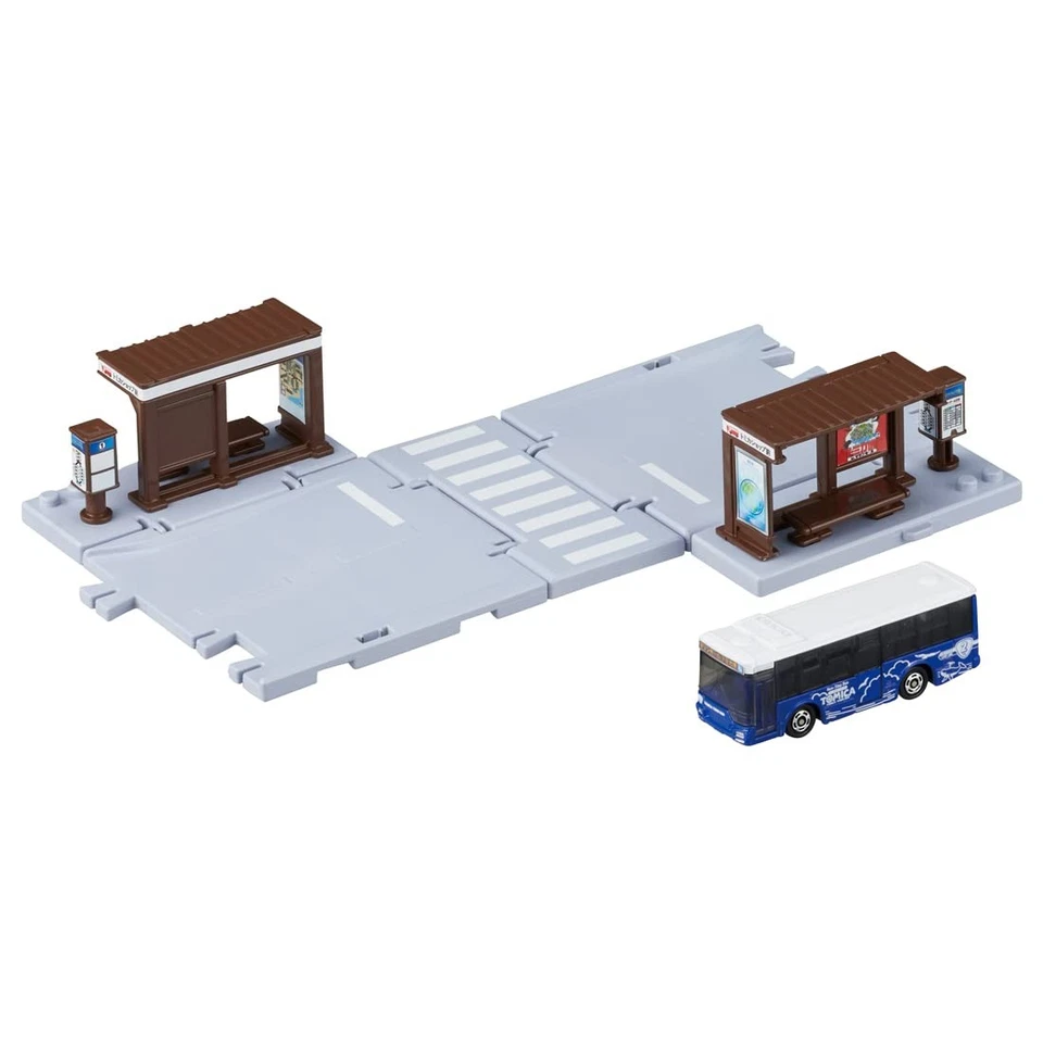 Takara Tomy Tomica Town Bus Stop w/ Tomica Mitsubishi Fuso Aero Star Bus 209614