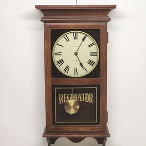 Hamilton Regulador Reloj de Pared Cuarzo Batería Timbre Péndulo Madera 27" De Colección - Imagen 1 de 19