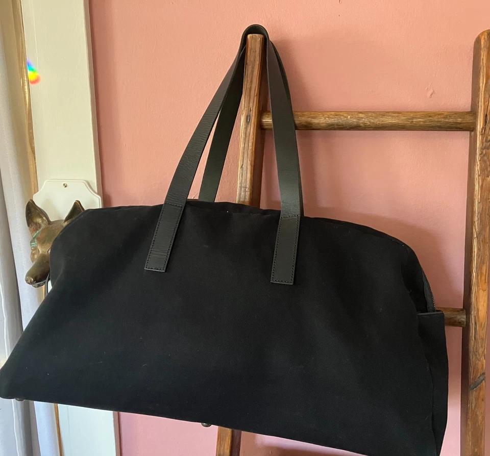 Bolso de Mano Everlane Negro Lona Sarga Fin de Semana Cremallera Asas de Cuero Foto 1 de 4