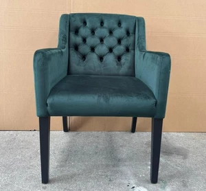 Casa Padrino lusso Chesterfield sedia sala da pranzo verde scuro nero poltrona - Foto 1 di 3