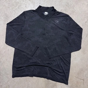 Gymshark Sport nahtloser 1/4-Reißverschluss Pullover schwarz Geo sportliches Oberteil neu ohne Etikett XXXL - Bild 1 von 8