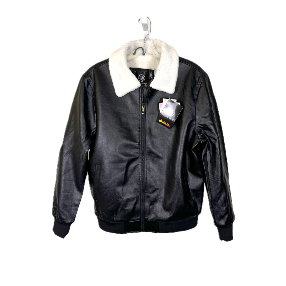 USA Apparel Aviator Faux Leather Bomber Jacket with Sherpa Lining, MSRP$200 - Image 1 of 1