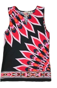 Maria Gabrielle Boho Top Blouse Womens Medium Black Peacock Look Sleeveless - Picture 1 of 9