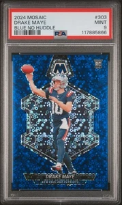 DRAKE MAYE 2024 Panini Mosaic RC #303 Rookie No Huddle BLUE Prizm /75 PSA 9 - Picture 1 of 2