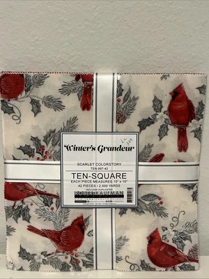 Tela navideña Robert Kaufman "Winter's Grandeur" 10" Scarlet Colorstory 2,5 yardas Foto 1 de 4