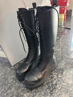 Balenciaga Women's Strike 20mm High Top Black Boots Size 37 US 7. NWB - Image 1 of 4