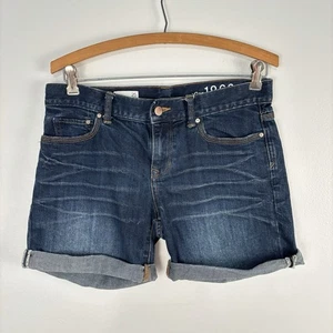 GAP 1969 Sexy Boyfriend Dark Blue Stretch Denim Roll Hem Shorts Size 25 - Picture 1 of 5