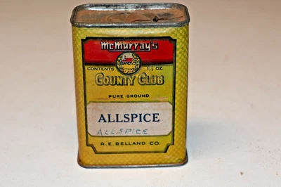 1930s McMurray's Country Club Allspice Spice Tin R E Belland Co St Paul, MN - Image 1 of 4