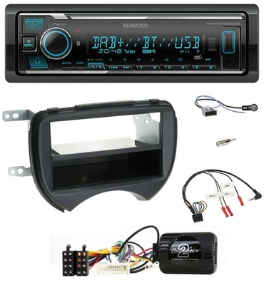 Kenwood Bluetooth Lenkrad DAB USB Autoradio für Nissan Micra 10-13 schwarz - Bild 1 von 4