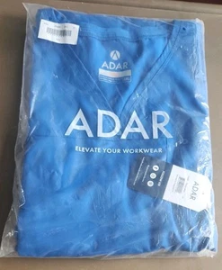 1 Blue Adar Medical Nursing Workwear Uniform 2 Pocket V-Neck Scrub  - Picture 1 of 4