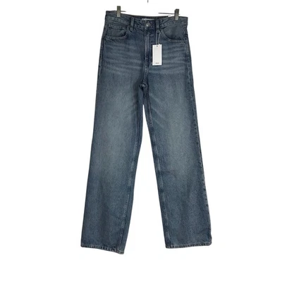 MNG - WOMEN'S- 4 - BLUE DENIM MID WAIST REGULAR FIT STRAIGHT LEG DENIM JEANS - Image 1 of 4