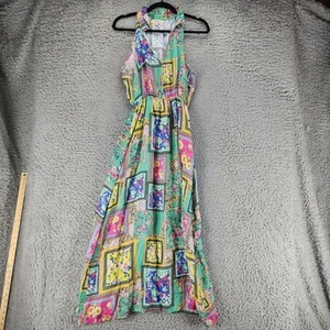 Abito donna Le Ragazze medio multicolore stampa floreale lino Halter maxi - Foto 1 di 8