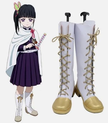 EN STOCK Kisatsutai Kanao Tsuyuri Zapatos con disfraces Anime Dorado Blanco Botas con cordones Foto 1 de 4