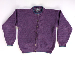 Cárdigan Woolrich vintage para mujer pequeño abotonado lana púrpura - Imagen 1 de 10