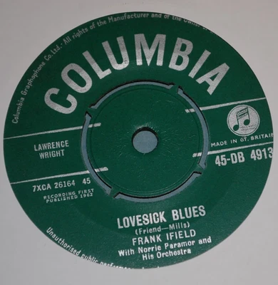Frank Ifield & Norrie Paramor & His Orchestra – Lovesick Blues - 7" Single 1962 - Image 1 of 2