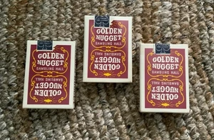 3xGolden Nugget Red Playing Cards Vintage Las Vegas Gambling Hall Decks Complete - Picture 1 of 5