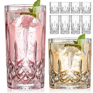 Drinking Glasses, 8 Piece Crystal Glass Cups, Mixed Glassware Set, 4 pcs Crys... - Picture 1 of 7