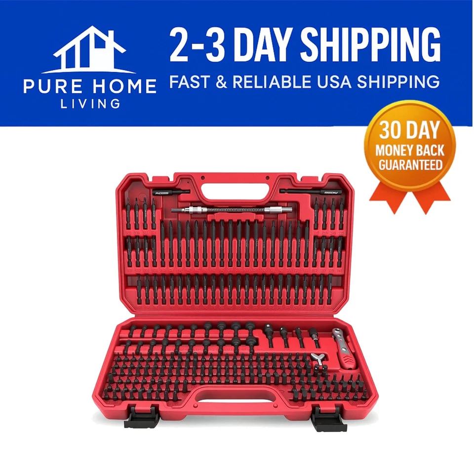 232-Piece Chrome Vanadium Screwdriver Bit Set with Ratchet Wrench - Complete Kit - Image 1 of 4