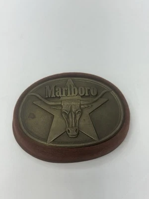 1987 Marlboro, Philip Morris Longhorn Bull Solid Brass Belt Buckle - Image 1 of 4