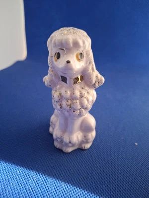 Caniche rosa claro vintage con escamas de oro cerámico perro collar dorado Foto 1 de 4