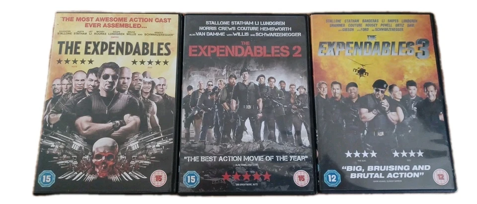 THE EXPENDABLES 1-3 DVD ALL IN VGWC SYLVESTER STALLONE JASON STATHAM #SP - Image 1 of 1