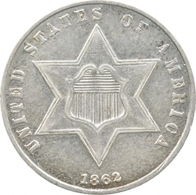 Trime de prata 1862 três centavos *3610 - Imagem 1 de 3