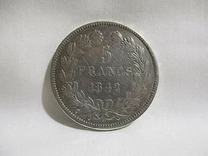 ANCIENNE PIECE 5 FRANCS LOUIS PHILIPPE I ARGENT 1842 W OLD COIN SILVER - Foto 1 di 4