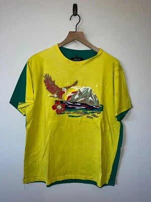 Camisa Akoo Bordada Eagle Mountain Amarillo Verde Gráfico Camiseta Años 2000 Y2K Grande Foto 1 de 4