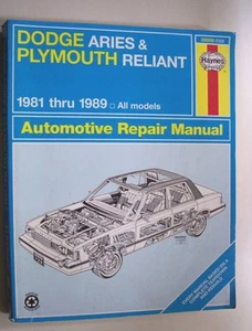HAYNES 1981-1989 DODGE ARIES/RELIANT REPAIR MANUAL  - Picture 1 of 3