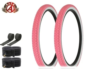 ALTA Bicycle Tire 26" x 2.125 Pink/White (2) Tires, Tubes & Rim Strips Diamond - Picture 1 of 1
