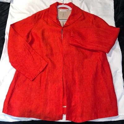 Coldwater Creek Linen Blazer Jacket Open Front Red Size W18 - Image 1 of 4