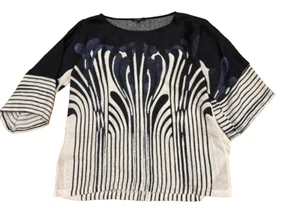 Blusa Top Dressori Kimono Manga Seda Estampado Jacquard Arte Talla S Bin-N - Imagen 1 de 7