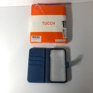New TUCCH Blue Case For iPhone 13 Wallet Case RFID Blocking Credit Card Slot - Photo 1 sur 10