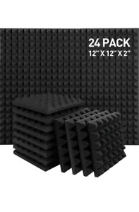 12 NEW Acoustic Foam Panels, 12"x 12"x2" Soundproof Flame Retardant Pyramid - Picture 1 of 7