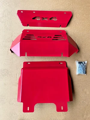 3mm 3PC Red Bash Plates for Toyota Hilux 2015+ SR SR5 N80 Sump Guards Steel 4x4 - Image 1 of 4