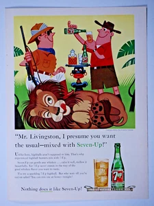 "Safari africano 7 Up cazador nativo de león vintage 1959 anuncio impreso original 8,5 x 11" - Imagen 1 de 4
