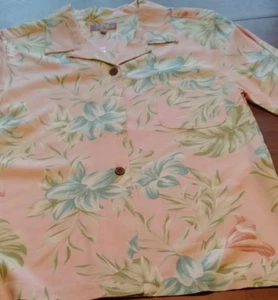 NWT WOMENS SM HAWIIAN PINK FLORAL SHORT SLEEVE RAYON BLOUSE CARRIBIAN POCKETS - Picture 1 of 6