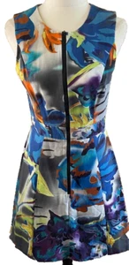 CUE in the City Womens Front Zip Fit & Flare Cotton Dress Size 8 Corporate Work - Picture 1 of 9