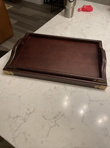 Vintage Bombay Company 2 Wooden Nesting Serving Trays Hard to Find - Picture 1 of 16