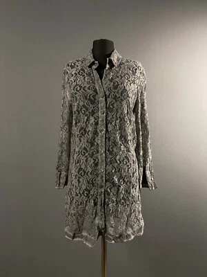 Blusa Camisa Top Túnica Bottega by Elisa Cavaletti Gris Transparente Encaje Capri M Foto 1 de 4