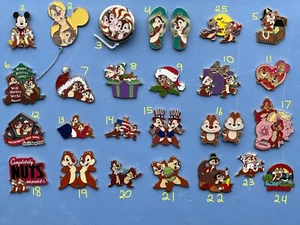 2000 to 2010 Misc. Chip & Dale Pins - 25 pins in all to choose from U Pick! - Picture 1 of 1