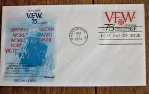 VFW VETERANS OF  FOREIGN WARS VIETNAM WW2 1974 FLEETWOOD CACHET FDC VF UNADDR  - Picture 1 of 1