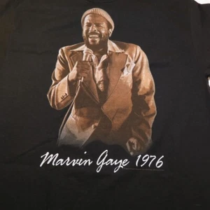 NUOVA MAGLIETTA ZION ROOTWEAR MARVIN GAYE 1976 CONCERTO MUSICALE Uomo L Nera Vintage - Foto 1 di 5
