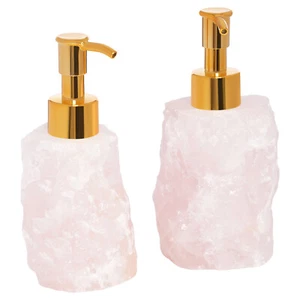 2X Bergkristall-Seifenspender Rosa Kristallstein Seifenspender aus Naturstein - Bild 1 von 15