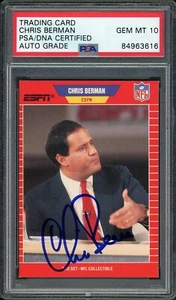 Chris Berman Firmado 1989 Pro Set #5 Anunciador ESPN EN TARJETA AUTO Gema Como Nuevo PSA 10 - Imagen 1 de 2