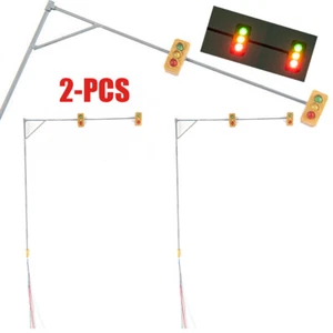 2 x traffic lights O scale crossing walk model LED pedestrian street signals - Picture 1 of 11
