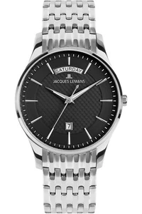 Jacques Lemans Men's Watch London Quartz Steel/Black 1-2193F - Picture 1 of 4